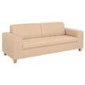 3-Sitzer HOME AFFAIRE "Corby" Sofas Gr. B/H/T: 218cm x 80cm x 90cm, NaturLEDER, ohne Funktion, beige (creme) mit Steppung auf Sitzfläche