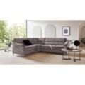 Ecksofa PLACES OF STYLE "Cardoso L-Form", grau, B:260cm H:90cm T:230cm, Luxus-Microfaser ALTARA NUBUCK (100% Polyester), Luxus-Microfaser weich (90% Polyester, 10% Polyamid), Struktur (52%Polyester, 35% Acryl, 13%Cotton), Luxus-Microfaser Lederoptik (100% Polyester), Sofas, mit Trapezecke für mehr Sitzkomfort, wahlweise auch mit Bettfunktion