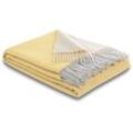 Plaid BIEDERLACK "Cashmere-Plaid" Wohndecken Gr. B/L: 130cm x 170cm, gelb (yellow-creme) Plaid Soft Impression, Biederlack, im Doubleface-Look, Kuscheldecke