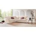 Ecksofa PLACES OF STYLE "Cardoso L-Form", beige (creme), B:260cm H:90cm T:230cm, Luxus-Microfaser ALTARA NUBUCK (100% Polyester), Luxus-Microfaser weich (90% Polyester, 10% Polyamid), Struktur (52%Polyester, 35% Acryl, 13%Cotton), Luxus-Microfaser Lederoptik (100% Polyester), Sofas, mit Trapezecke für mehr Sitzkomfort, wahlweise auch mit Bettfunktion