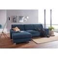 Ecksofa DOMO COLLECTION "Anzio L-Form", blau (dunkelblau), B:271cm H:85cm T:160cm, Sofas, wahlweise mit Bettfunktion und Federkern