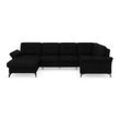 Wohnlandschaft PLACES OF STYLE "Calando U-Form", schwarz, B:326cm H:91cm T:188cm, 90% Polyester 10% Polyamid, Sofas, wahlweise mit Bettfunktion, Bettkasten und Armteilfunktion