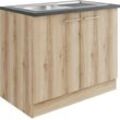 Spülenschrank OPTIFIT "Bella", beige (wildeiche, wildeiche, anthrazit), B:100cm H:84,8cm T:60cm, Spanplatte, Schränke, Breite 100 cm, mit Edelstahl-Einbauspüle