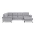 Wohnlandschaft PLACES OF STYLE "Calando U-Form", silber, B:326cm H:91cm T:188cm, 100% Polyester, Sofas, wahlweise mit Bettfunktion, Bettkasten und Armteilfunktion