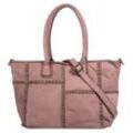 Shopper SAMANTHA LOOK Gr. B/H/T: 48cm x 28cm 15cm onesize, rosa (alt, rosa), Damen, Leder, unifarben, leicht glänzend, Taschen, echt Leder, Made in Italy