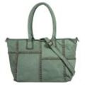 Shopper SAMANTHA LOOK Gr. B/H/T: 48cm x 28cm 15cm onesize, grün (mint), Damen, Leder, unifarben, leicht glänzend, Taschen, echt Leder, Made in Italy