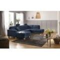 Wohnlandschaft HOME AFFAIRE "Navan, U-Form", blau, B:313cm H:100cm, Sofas, Wohnlandschaft, wahlweise mit Bettfunktion und Kopfstütze