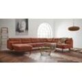 Wohnlandschaft ANDAS "Nordfyn U-Form", braun (cognac), B:323cm H:81cm T:239cm, Luxus-Microfaser Lederoptik (100% Polyester), Struktur weich (100% Polyester), 100% NaturLEDER, Sofas, edles Design in 3 Bezugsqualitäten, Design by Morten Georgsen