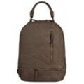 Cityrucksack SAMANTHA LOOK, Gr. B/H/T: 27cm x 36cm x 13cm, grau (taupe), Rindsleder, Leder, Retro, casual, Rucksäcke, echt Leder, Made in Italy