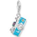 Charm-Einhänger THOMAS SABO "Retro Kamera, 1924-340-7", blau (silberfarben, mehrfarbig, türkis, mehrfarbig), Charms, Damen, Silber 925 (Sterlingsilber), mit Glas-Keramik Stein