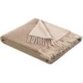 Plaid BIEDERLACK "Cashmere-Plaid" Wohndecken Gr. B/L: 130 cm x 170 cm, beige (natur, sand) Wolldecken Plaid Soft Impression, Biederlack, im Doubleface-Look, Kuscheldecke