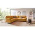 Ecksofa PLACES OF STYLE "Cardoso L-Form", gelb (mais), B:260cm H:90cm T:230cm, Luxus-Microfaser ALTARA NUBUCK (100% Polyester), Luxus-Microfaser weich (90% Polyester, 10% Polyamid), Struktur (52%Polyester, 35% Acryl, 13%Cotton), Luxus-Microfaser Lederoptik (100% Polyester), Sofas, mit Trapezecke für mehr Sitzkomfort, wahlweise auch mit Bettfunktion