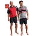 Shorty LE JOGGER Gr. 44/46 (S), schwarz (rot, schwarz, grau, schwarz) Herren Homewear-Sets mit kontrastfarbigen Einsätzen