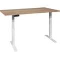 Schreibtisch MÄUSBACHER "Big System Office", weiß (weiß matt, eiche sägerau, weiß matt, eiche sägerau), B:160cm, Tische, Breite 160 cm, elektrisch höhenverstellbar