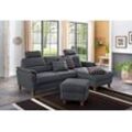 Ecksofa HOME AFFAIRE "Palmera L-Form", grau, B:244cm H:89cm T:163cm, 100% Polyester, Struktur (100% Polyester), Luxus-Microfaser in Lederoptik (100% Polyester), Sofas, Federkern, wahlweise mit Bettfunktion und mit/ohne Bettkasten