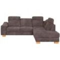 Ecksofa HOME AFFAIRE "Dundee L-Form", braun (nuss), B:263cm H:86cm T:219cm, Luxus-Microfaser Florence (100% Polyester), Sofas, wahlweise mit Kopfteilverstellung und zusätzlich mit Bettfunktion