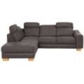 Ecksofa HOME AFFAIRE "Dundee L-Form", grau (anthrazit), B:263cm H:86cm T:219cm, Luxus-Microfaser Lederoptik (100% Polyester), Sofas, wahlweise mit Kopfteilverstellung und zusätzlich mit Bettfunktion