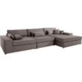 Ecksofa RAUM.ID "Enid L-Form", grau (taupe), B:360cm H:75cm, Baumwollmix (60% Baumwolle/40% Leinen), Struktur fein (100% Polyester), Samtoptik (100% Polyester), Samtvelours (100% Polyester), Struktur (100% Polyester), Struktur recycelt (100% recyceltes Polyester), Sofas, 3 Teile, bestehend aus Modulen, in vielen Bezügen, auch in Breitcord