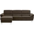 Ecksofa CALIZZA INTERIORS "Onyx L-Form" Sofas Gr. B/H/T: 270cm x 90cm x 158cm, Flachgewebe, Recamiere links, ohne Bettfunktion ohne Bettkasten, braun (mocca) Recamiere links oder rechts, wahlweise mit Bettfunktion, Breite 270 cm