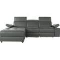 Ecksofa PLACES OF STYLE "Kilado, L-Form", grau, B:259cm H:98cm T:163cm, Echtleder/Kunstleder, Sofas, mit Relaxfunktion, verstellbarer Armlehne, Kopfteilverstellung