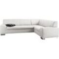 Ecksofa DOMO COLLECTION "Alisson L-Form", weiß, B:249cm H:75cm T:181cm, Microfaser aus 100% Polyester, Softlux, das pflegeleichte Kunstleder aus 80% PVC, 18% Polyester und 2% Polyurethan, Strukturstoff aus 90% Polyester und 10% Polyacryl, Sofas, wahlweise mit Bettfunktion