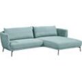 Ecksofa SCHÖNER WOHNEN-KOLLEKTION "Pearl - 5 Jahre Hersteller-Garantie, auch in Bouclé L-Form", blau (petrol), B:270cm H:71cm T:160cm, 100% Polyester, Sofas, Maße (B/H/T): 270/71/160 cm, Füße Metall