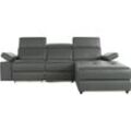 Ecksofa PLACES OF STYLE "Kilado, L-Form", grau, B:259cm H:98cm T:163cm, Echtleder/Kunstleder, Sofas, mit Relaxfunktion, verstellbarer Armlehne, Kopfteilverstellung