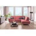 Ecksofa CALIZZA INTERIORS "Onyx L-Form", rot (1031 paprika), B:257cm H:90cm T:196cm, Flachgewebe in Samt-Optik - 100% Polyester, Sofas, Ottomane links oder rechts, wahlweise mit Bettfunktion, Breite 257 cm