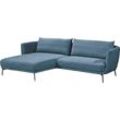 Ecksofa SCHÖNER WOHNEN-KOLLEKTION "Pearl - 5 Jahre Hersteller-Garantie, auch in Bouclé L-Form", blau (blaugrau), B:270cm H:71cm T:160cm, 100% Polyester, Sofas, Maße (B/H/T): 270/71/160 cm, Füße Metall