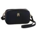 Mini Bag TOMMY HILFIGER "TH EMBLEM CAMERA BAG" Gr. B/H/T: 20,5cm x 12cm x 7cm, blau (dw6 space blau), Damen, Polyurethan, unifarben, Strukturmuster, Taschen, mit TH-Emblem vorne