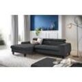 Ecksofa COTTA "Morven L-Form", grau (anthrazit), B:244cm H:72cm T:166cm, Microfaser PRIMABELLE (100% Polyester), Flachgewebe (100% Polyester), Samtvelours (100% Polyester), Sofas, Ecksofa Polstermöbel, Inklusive Kopfteilverstellung, wahlweise mit Ladestation, Bettfunktion