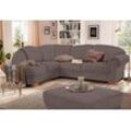 Ecksofa HOME AFFAIRE "Amrum L-Form" Sofas Gr. B/H/T: 249 cm x 91 cm x 218 cm, Struktur flausch, Ottomane links, ohne Bettfunktion, grau (taupe) Ecksofas wahlweise mit Bettfunktion und Ottomane linksrechts