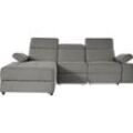 Ecksofa PLACES OF STYLE "Kilado, L-Form", grau, B:259cm H:98cm T:163cm, Struktur fein (95% Polyester 5%Nylon), Sofas, mit Relaxfunktion, verstellbarer Armlehne, Kopfteilverstellung