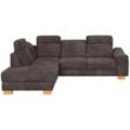 Ecksofa HOME AFFAIRE "Dundee L-Form", braun (mocca), B:263cm H:86cm T:219cm, Luxus-Microfaser Florence (100% Polyester), Sofas, wahlweise mit Kopfteilverstellung und zusätzlich mit Bettfunktion