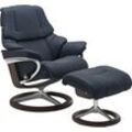 Relaxsessel STRESSLESS "Reno", blau (oxford blau paloma), B:83cm H:100cm T:76cm, Leder BATICK: BATICK ist ein leicht korrigiertes, durchgefärbtes und genarbtes Möbelleder, bei dem die meisten Unebenheiten und Spuren in der Regel entfernt wurden., Leder PALOMA: PALOMA ist ein durchgefärbtes Semianilin-Möbelleder mit natürlicher Narbung., ROHLEDER Stoff Q2 FARON: Ein fester zuverlässiger Bouclu00e9 