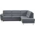 Ecksofa CALIZZA INTERIORS "Onyx L-Form", grau (1032 grau), B:257cm H:90cm T:196cm, Flachgewebe in Samt-Optik - 100% Polyester, Sofas, Ottomane links oder rechts, wahlweise mit Bettfunktion, Breite 257 cm