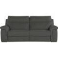 3-Sitzer NICOLETTI HOME "Alan", grau (dunkelgrau), B:210cm H:99cm T:94cm, Rindsleder, Sofas, Breite 210 cm, wahlweise mit Relaxfunktion