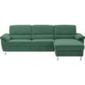 Ecksofa CALIZZA INTERIORS "Onyx L-Form", grün (1059 tanne), B:270cm H:90cm T:158cm, Flachgewebe in Samt-Optik - 100% Polyester, Sofas, Recamiere links oder rechts, wahlweise mit Bettfunktion, Breite 270 cm