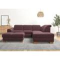 Ecksofa HOME AFFAIRE "Dundee L-Form", lila (flieder), B:263cm H:86cm T:219cm, Flachgewebe 100% Polyester, Sofas, wahlweise mit Kopfteilverstellung und zusätzlich mit Bettfunktion