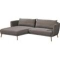 Ecksofa SCHÖNER WOHNEN-KOLLEKTION "Pearl - 5 Jahre Hersteller-Garantie, auch in Bouclé L-Form", grau (stone), B:270cm H:71cm T:160cm, 96% Polyester, 4% Polyacryl, Sofas, Maße (B/H/T): 270/71/160 cm, Füße aus Massivholz