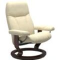 Relaxsessel STRESSLESS "Consul" Sessel Gr. Leder PALOMA, Classic Base Braun, Plus™System-Gleitsystem-Relaxfunktion-Drehfunktion-Kopfstützenverstellung-Rückteilverstellung, B/H/T: 72 cm x 94 cm x 70 cm, beige (vanilla paloma) mit Classic Base, Größe S, Gestell Braun