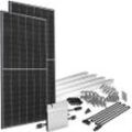 Solaranlage OFFGRIDTEC "Solar-Direct 830W HM-800", schwarz, Solarmodule, Schukosteckdose, 5 m Anschlusskabel, Montageset für Balkongeländer