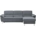 Ecksofa CALIZZA INTERIORS "Onyx L-Form", grau (1032 grau), B:270cm H:90cm T:158cm, Flachgewebe in Samt-Optik - 100% Polyester, Sofas, Recamiere links oder rechts, wahlweise mit Bettfunktion, Breite 270 cm