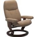 Relaxsessel STRESSLESS "Consul", braun (almond paloma), B:76cm H:100cm T:71cm, Leder BATICK: BATICK ist ein leicht korrigiertes, durchgefärbtes und genarbtes Möbelleder, bei dem die meisten Unebenheiten und Spuren in der Regel entfernt wurden., Leder PALOMA: PALOMA ist ein durchgefärbtes Semianilin-Möbelleder mit natürlicher Narbung., ROHLEDER Stoff Q2 FARON: Ein fester zuverlässiger Bouclu00e9 mi