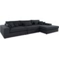 Ecksofa RAUM.ID "Enid L-Form", grau (anthrazit), B:360cm H:75cm T:190cm, Baumwollmix (60% Baumwolle/40% Leinen), Struktur fein (100% Polyester), Samtoptik (100% Polyester), Samtvelours (100% Polyester), Struktur (100% Polyester), Struktur recycelt (100% recyceltes Polyester), Sofas, 3 Teile, bestehend aus Modulen, in vielen Bezügen, auch in Breitcord