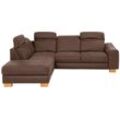 Ecksofa HOME AFFAIRE "Dundee L-Form", braun (schokobraun), B:263cm H:86cm T:219cm, Luxus-Microfaser Lederoptik (100% Polyester), Sofas, wahlweise mit Kopfteilverstellung und zusätzlich mit Bettfunktion
