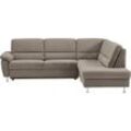 Ecksofa CALIZZA INTERIORS "Onyx L-Form", braun (cappuccino), B:257cm H:90cm T:196cm, 60% Recycling-Polyester, 40% Polyester, Sofas, Ottomane links oder rechts, wahlweise mit Bettfunktion, Breite 257 cm