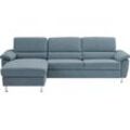 Ecksofa CALIZZA INTERIORS "Onyx L-Form", blau (16 steel), B:270cm H:90cm T:158cm, Microfaser 100% Polyester, Sofas, Recamiere links oder rechts, wahlweise mit Bettfunktion, Breite 270 cm