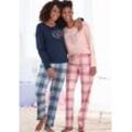 Pyjama VIVANCE DREAMS Gr. 32/34, bunt (mehrfabig gemustert) Damen Homewear-Sets mit Karo- und Blumendruck im Doppelpack