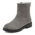 Winterstiefel LASCANA Gr. 36, grau Damen Schuhe Winterboots Reißverschlussstiefeletten aus Leder, Warmfutter und Profilsohle, Boots, Snowboots, Stiefelette